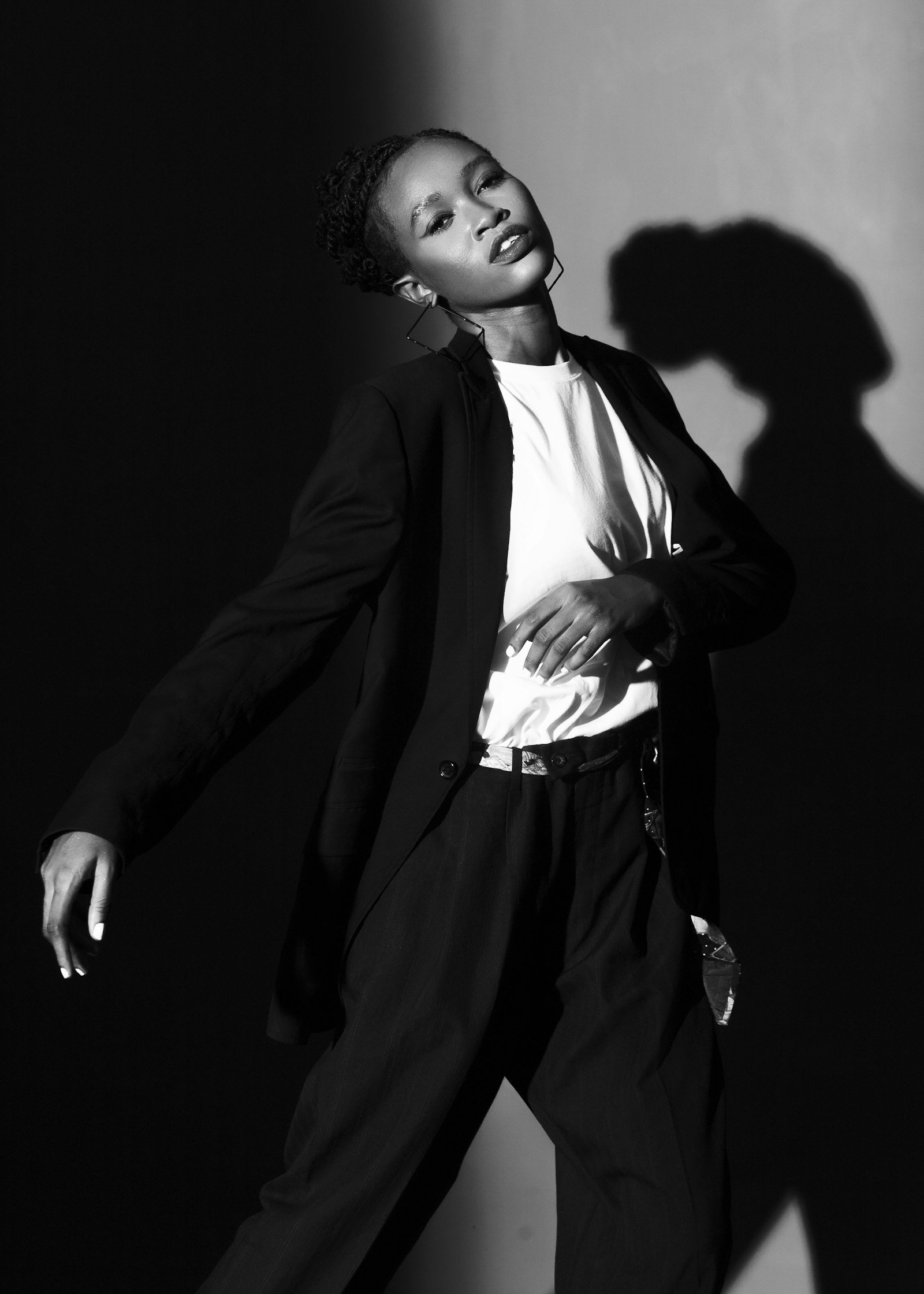 Black and white editorial portrait